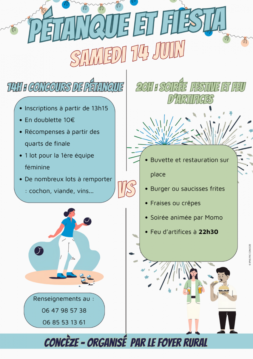 Concours de pétanque et soirée fiesta à Concèze