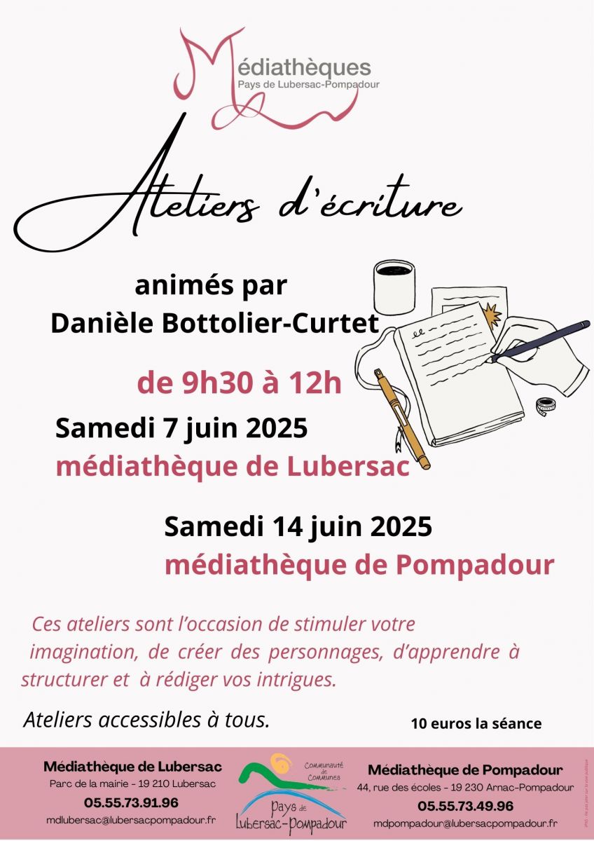 Atelier d'écriture à la médiathèque de Lubersac