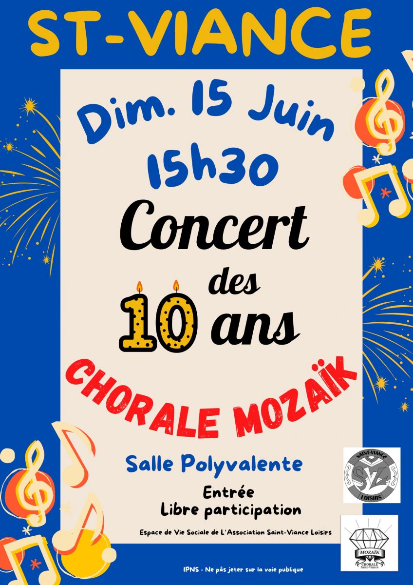Concert des 10 ans Chorale Mozaïk