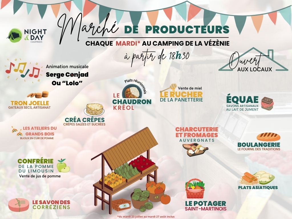 Marché estival au Camping de la Vézénie