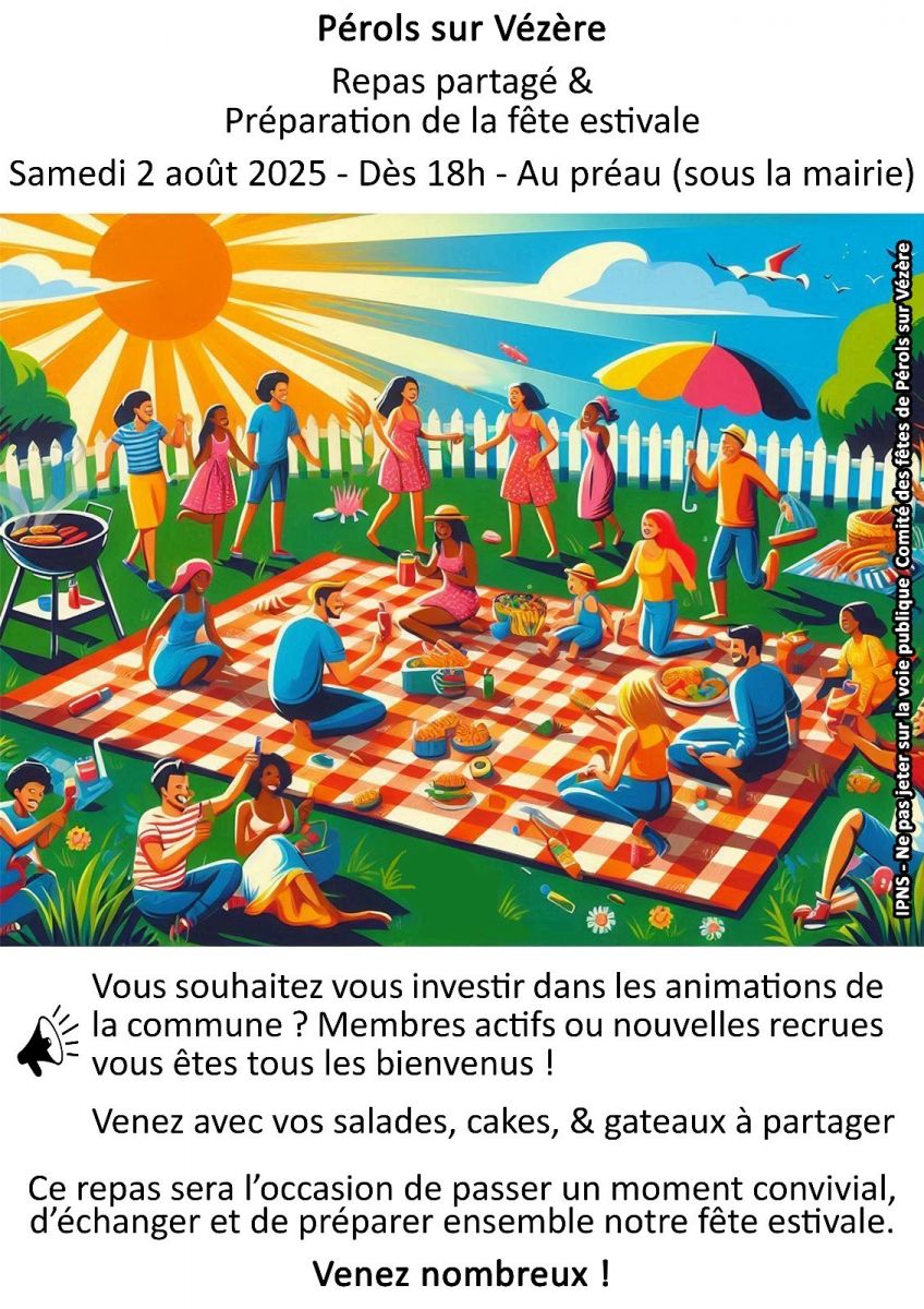 Repas partagé et préparation de la fête estivale