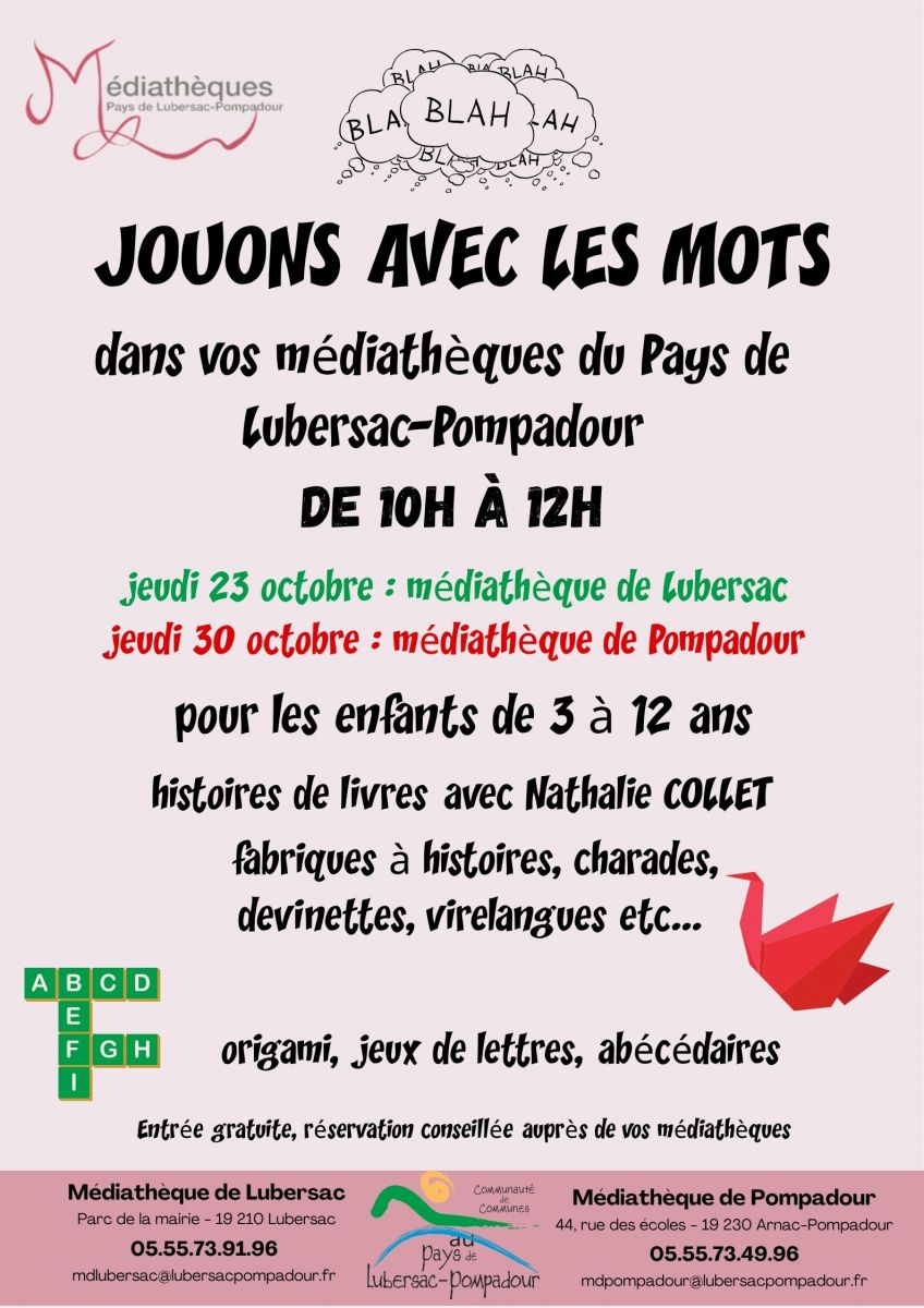 Lectures et ateliers "Jouons avec les mots" à  ...