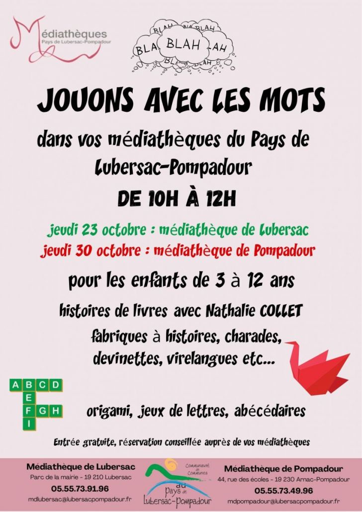 Lectures et ateliers "Jouons avec les mots" à  ...