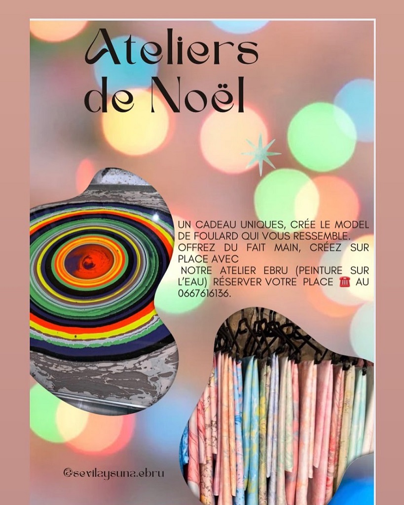Ateliers de Noël : Peinture EBRU sur foulard e ...