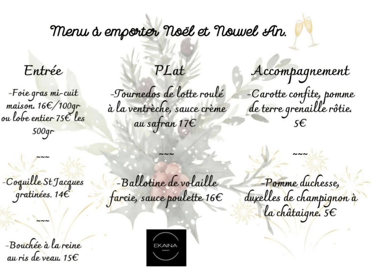 Repas de Noël & du Nouvel An - à emporter