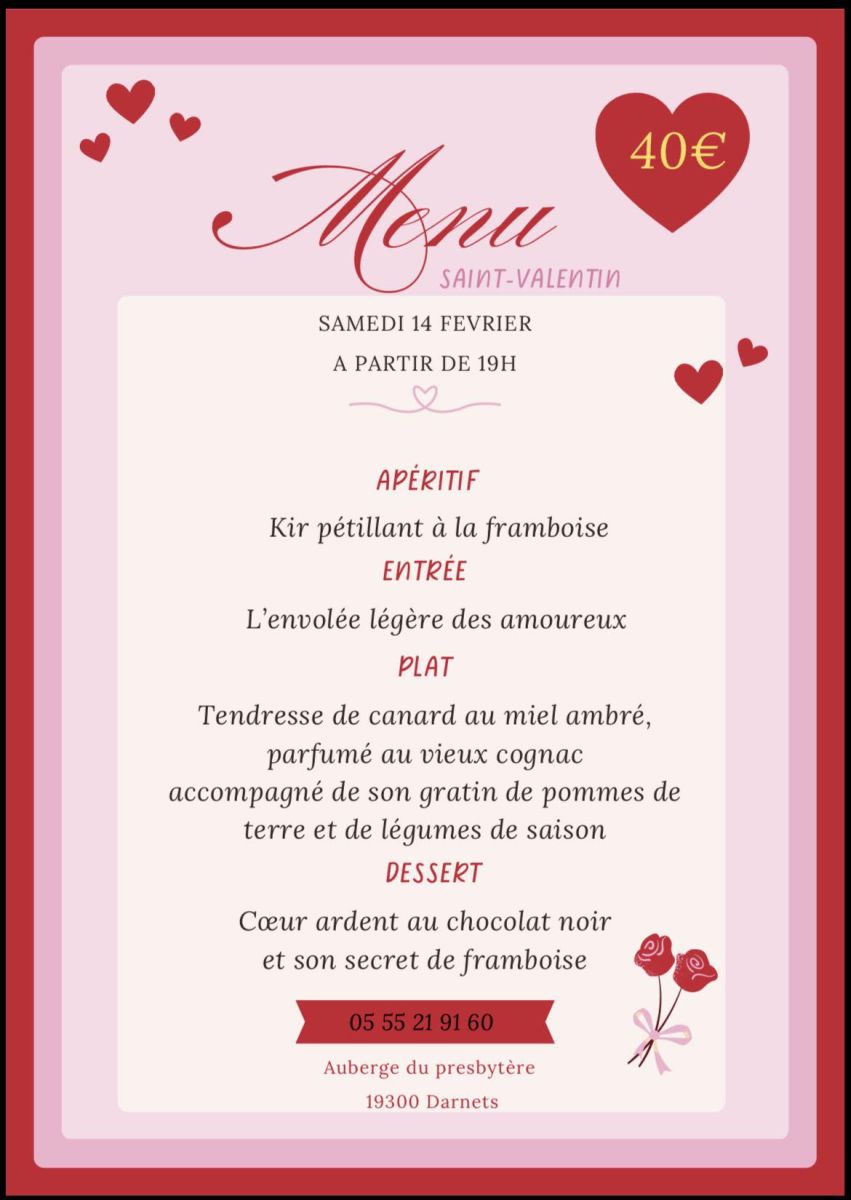 Menu de la Saint-Valentin