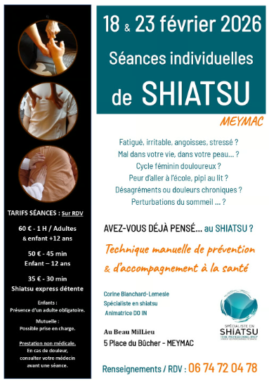 Séances individuelles de Shiatsu