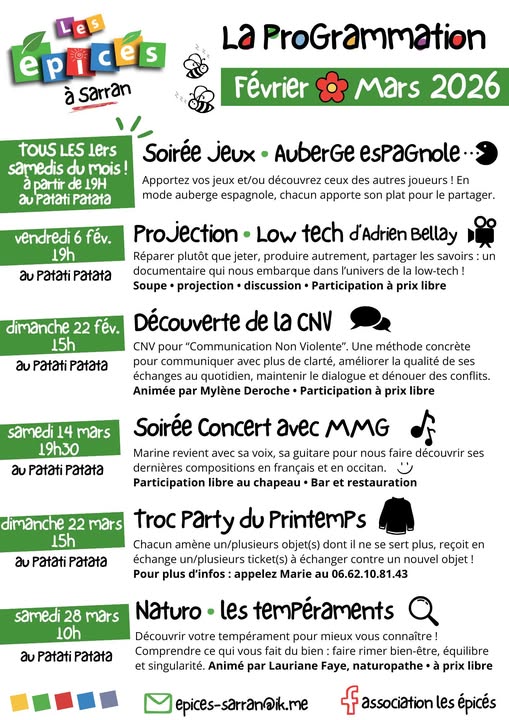 Programmation février-mars - Les Epicés