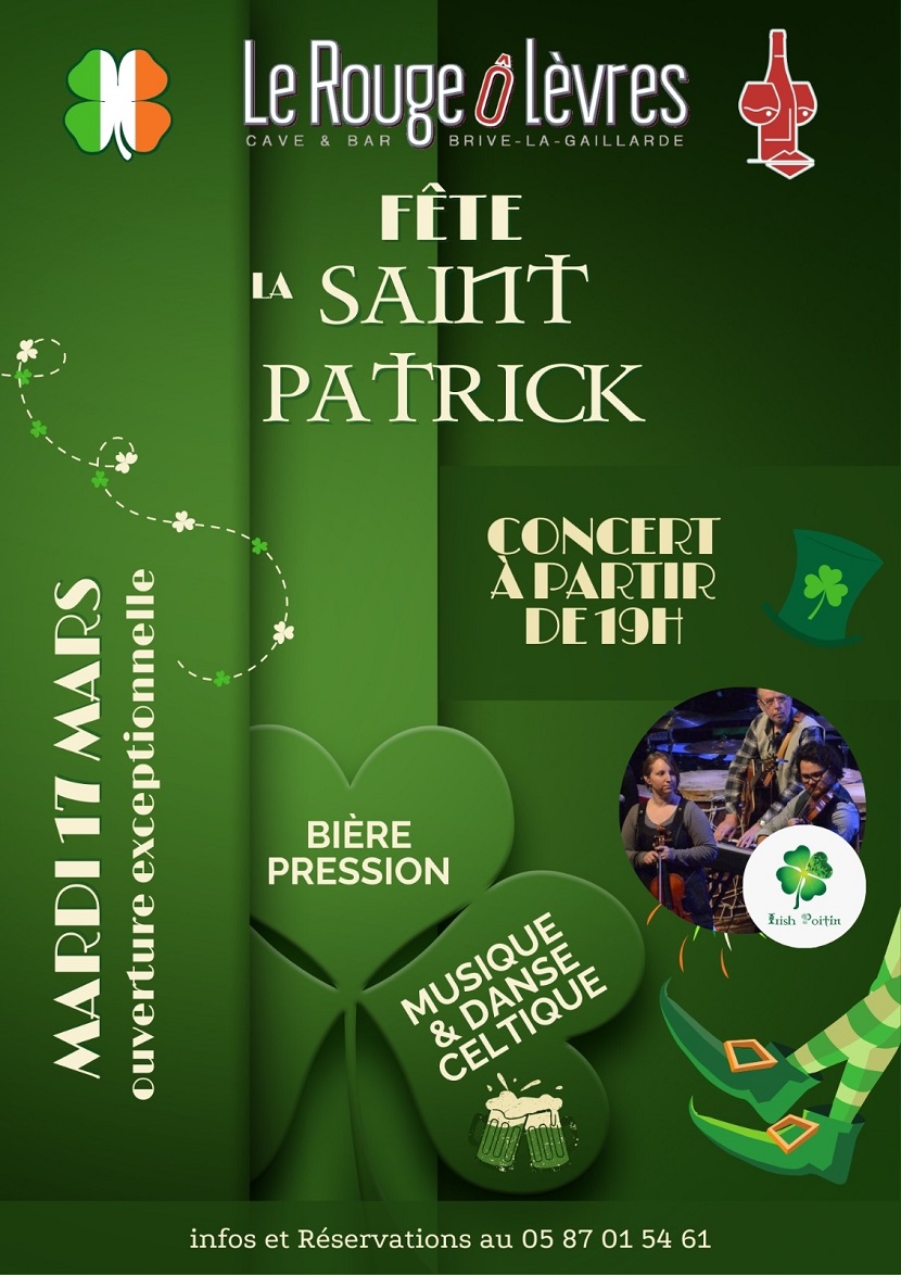 Saint Patrick au Bar à vin Le Rouge Ô Lèvres