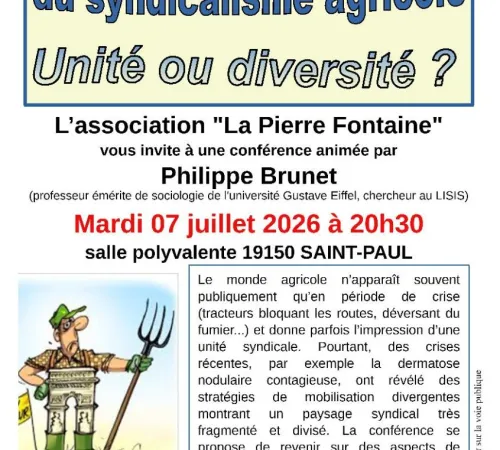 Conférence : Visages du syndicalisme agricole : Unité ou diversité ?