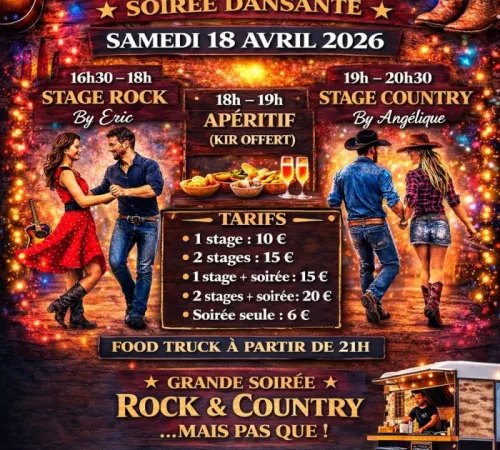 Une belle soirée Rock & Country à partager ensemble le 18 avril !