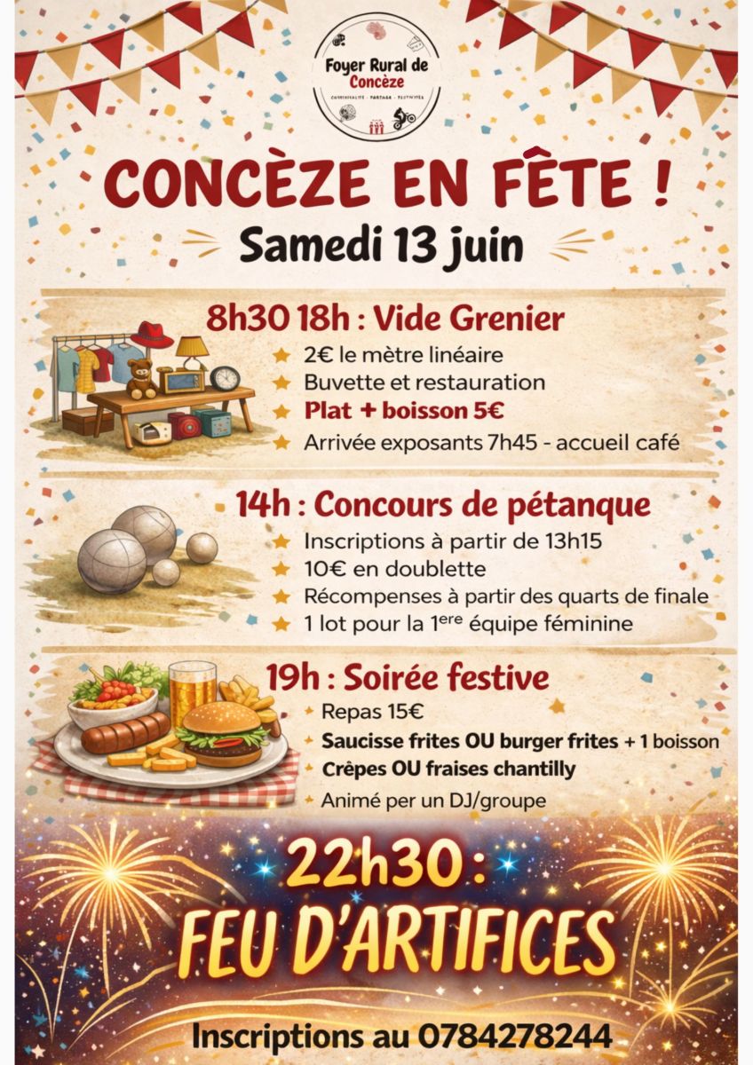 Concèze en fête : Vide grenier, concours pétan ...