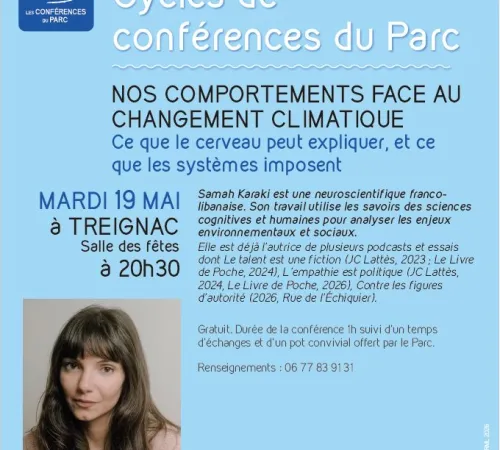 Cycles de conférences du Parc : Notre comportement face au changement climatique par Samah Karaki
