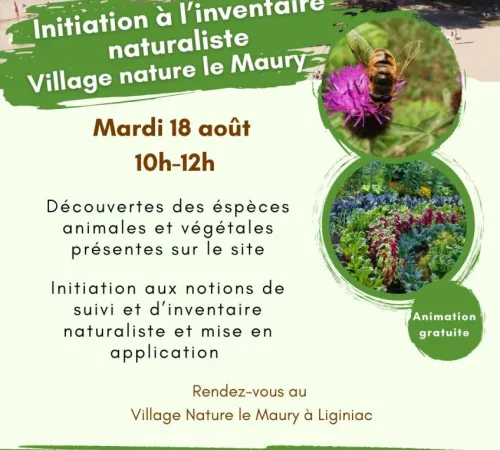 Initiation à l'inventaire naturaliste au Village Nature Le Maury