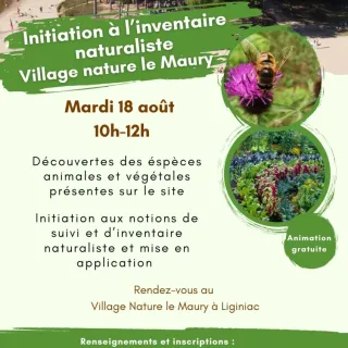 Initiation à l'inventaire naturaliste au Village Nature Le Maury