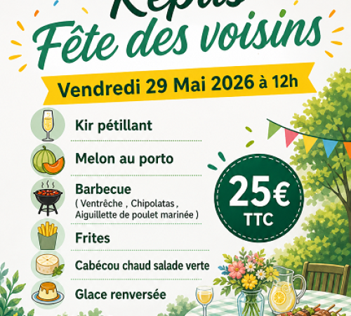 Repas fête des voisins (Les jardins d'Arcadie)