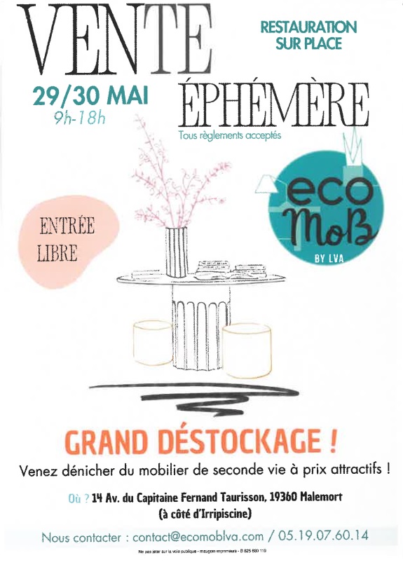 Vente éphémère de mobilier de seconde main