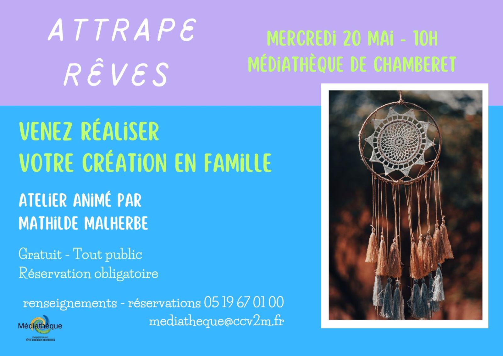 Médiathèque : Atelier Attrape Rêves