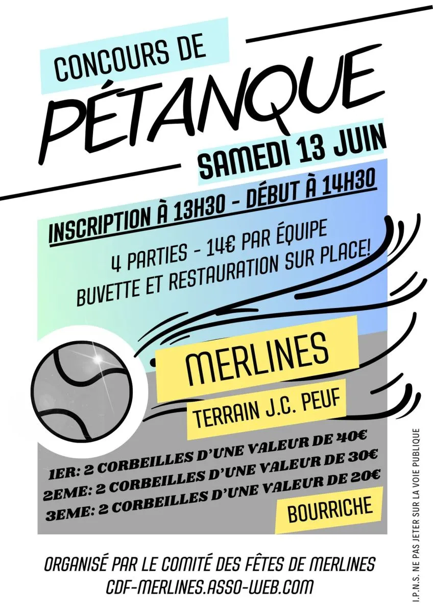 Concours de pétanque - Crédit: Comité des fêtes de Merlines