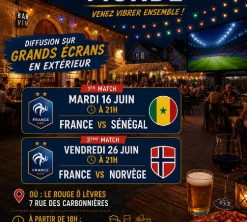 Retransmission Coupe du monde de foot au Bar à vin Le Rouge Ô Lèvres