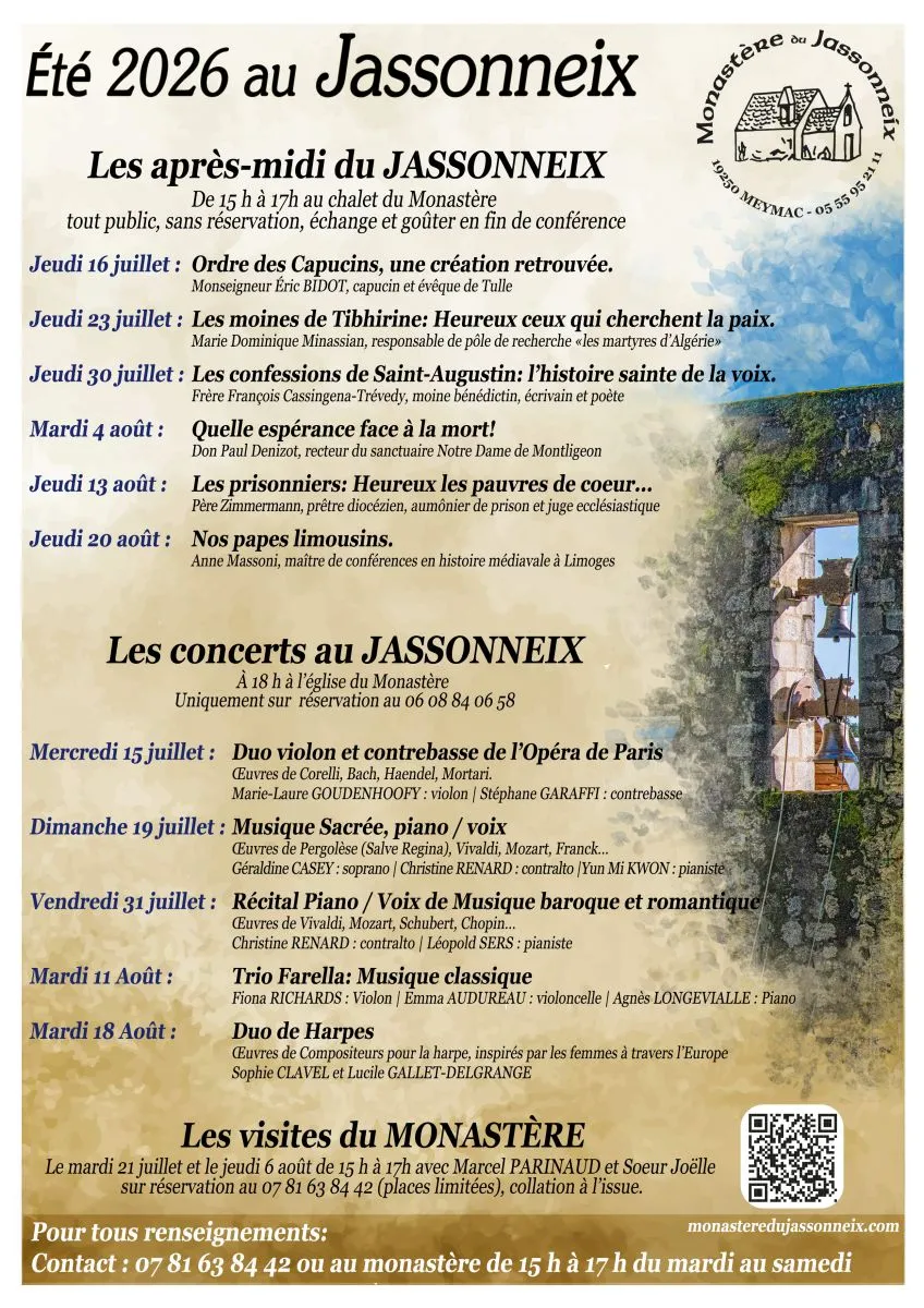 Conférence Les moines ... - Crédit: MONASTERE DU JASSONNEIX
