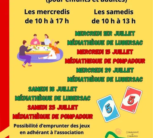 Ludothèque "case départ" à la médiathèque de Pompadour
