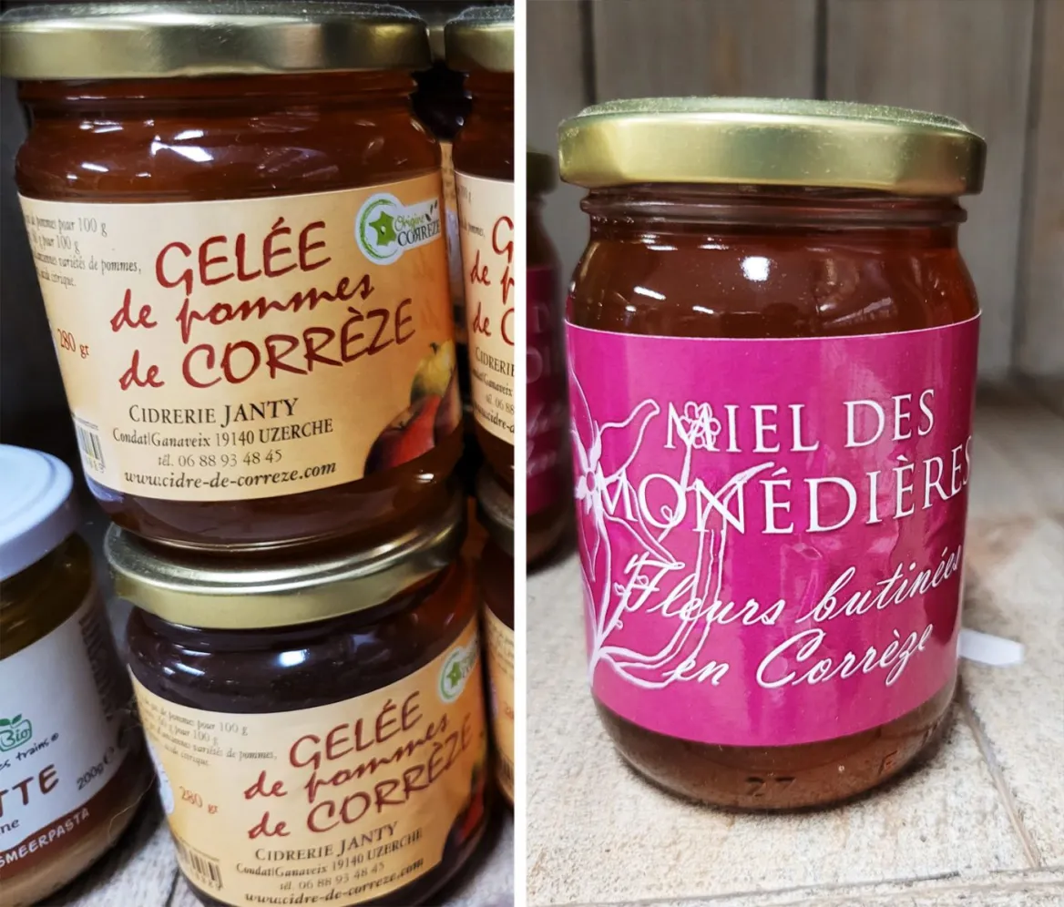 Miel et gelée de pommes de corrèze